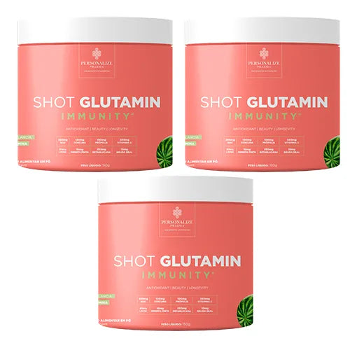 Combo 3 Shot Glutamin Immunity com NAC - 3 Unidades Sabor Melancia - Rende 90 dias
