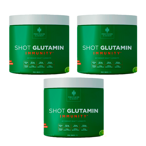 Combo 3 Shot Glutamin Immunity com NAC - Sabor Limão - Shot matinal completo e pronto - Rende 90 dias