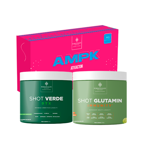 Combo 3D Power Full- AMPK, Shot Glutamin Immunity (Sabor Limão), Shot Verde Detox - Rende 30 dias
