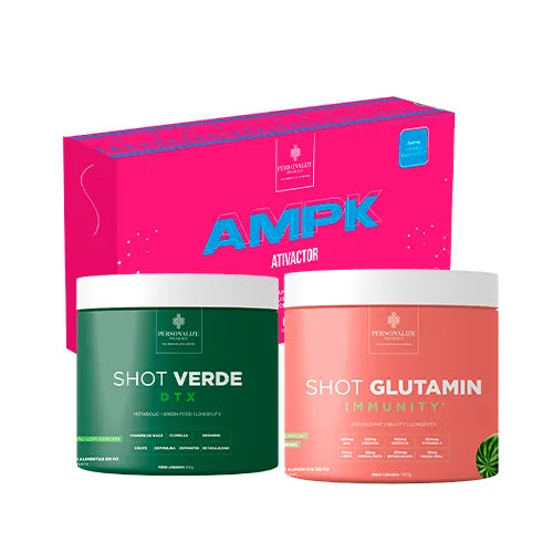 Combo 3D Power Full- AMPK, Shot Glutamin Immunity (Sabor Melancia), Shot Verde Detox - Rende 30 dias
