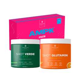 Combo 3D Power Full- AMPK, Shot Glutamin Immunity (Sabor Tangerina), Shot Verde Detox - Rende 30 dias