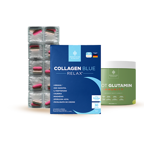 Combo 40+ - Collagen Blue Relax, Shot Glutamin Immunity Sabor Limão , Ampk Desacoplador