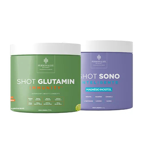 Combo Dia e Noite - Shot Glutamin Immunity (sabor Limão) + Shot Sono Inteligente - Rende 30 dias