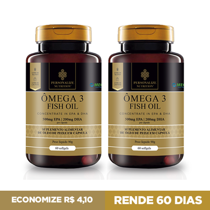 Combo Ômega 3 - 2 unidades- EPA 500mg / DHA 200mg por cápsula - 60 cápsulas