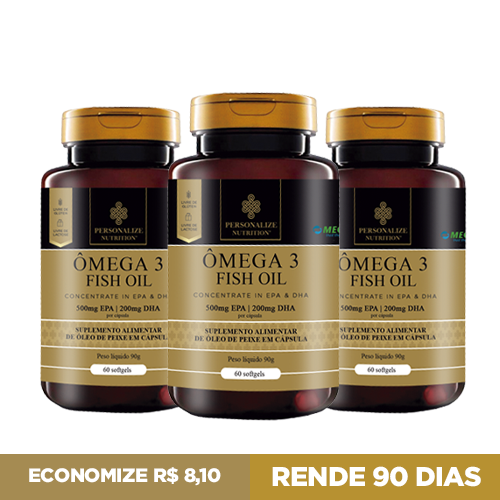 Combo Ômega 3 - 3 unidades- EPA 500mg / DHA 200mg por cápsula - 60 cápsulas