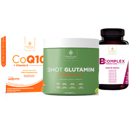 Combo Dengue - B complex, Coenzima Q10, Shot Glutamin Immunity Sabor Limão