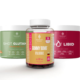 Combo Renove-se - Shot Glutamin Immunity Sabor Limão, Shot Libid &amp; Gummy Bomb Hyaluronic