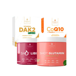 Combo Tentante - Shot Glutamin Immunity (sabor Melancia) , Shot Libid, Vitamina Dak2 Flash, Coenzima Q10