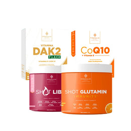 Combo Tentante - Shot Glutamin Immunity (sabor Tangerina) , Shot Libid, Vitamina Dak2 Flash, Coenzima Q10
