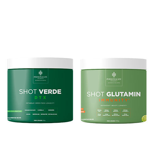 Dupla Inteligente - Shot Verde Detox + Shot Glutamin Immunity (Sabor Limão) - Rende 30 dias