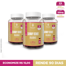 GUMMY BOMB HYALURONIC - 3 potes - 30 gomas cada (Rende 90 dias)