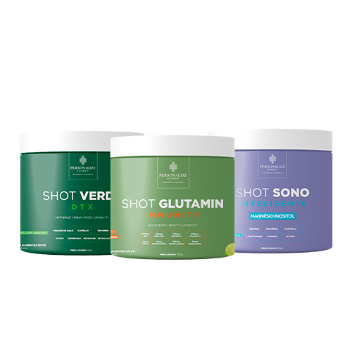 Kit SOP -   Shot Glutamin Immunity (Sabor Limão) + Shot Verde Detox + Shot Sono Inteligente