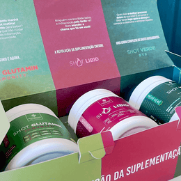 Kit Shots Inteligentes - Shot Glutamin Immunity (Sabor limão), Shot Libid, Shot Verde Detox - Rende 30 dias