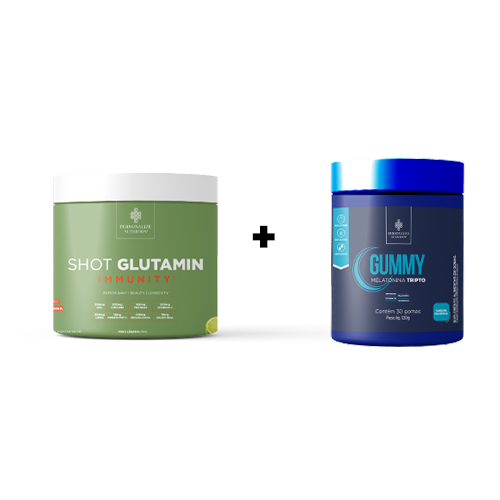 Plano equilíbrio + SAÚDE - Shot Glutamin Immunity  Sabor Limão + Gummy melatonina tripto