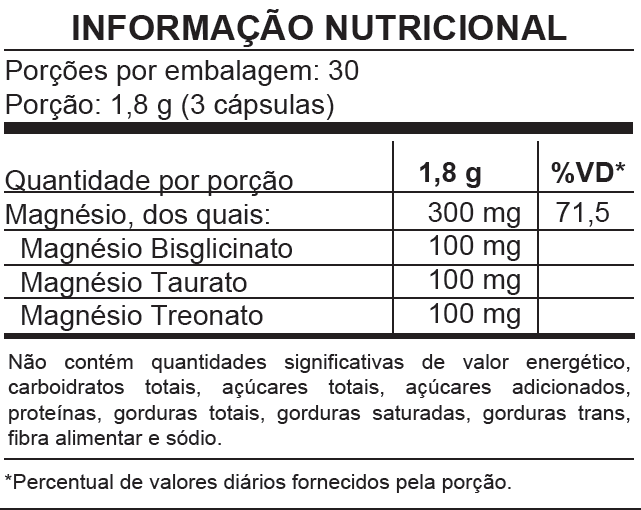 Tri Magnésio - Magnésio Taurato, Bisglicinato e Treonato - 30 doses